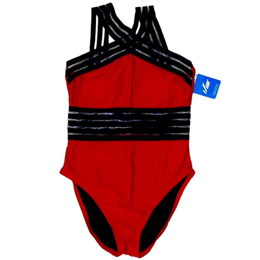 Crossover Front Red Hollow Monokini One Piece S